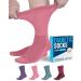 Doctor's Select Diabetic Socks for Women and Men - 4 Pairs Non Binding Socks | Diabetic Socks Women | Womens Diabetic Socks Medium Pink  Green  Red  Purple