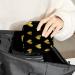 Golden Hearts Love Pattern Black Sanitary Napkin & Menstrual Cup Storage Bag - Portable Period Pocket for Women & Teen Girls - Buy Online on GoSupps.com