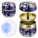 Sibba powder box with powder powder for body powder Leader Dustpowder socket powder squares make-up sponge sponge sponge loose puff with container for baby after the bathroom make-up powder donor Powder quack (blue)+powder box (color dark blue)