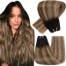 Hetto treat real hair extensions ombre black real hair treat extensions remy real hair excessions #1b/6/27 black brown balayage caramel blonde 100g 45cm 3-2 #1b/6/27 ombre black to brown