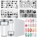 Nail Art Stamping Kit, Includes 2 French Tip Nail Stampers(3 Size Jelly Stamping Heads), 2 Transparent Scrapers, 4 Fashion Nail Art Pattern Templates, Nail Art Decorations Tool Flowers, Leaves, love, plants