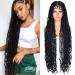 RunM Faux Locs Braided Wigs for Black Women Faux Locs Wig Full Double Lace Curly Crochet Braids Wig 40Inch Soft Knotless Synthetic Lace Frontal Twist Wig(1B)