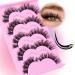 Goddvenus Wispy Cluster Lashes D Curl Individual Eyelashes Natural Paired Lash Clusters Fluffy Lashes Individual Cluster Individual Lashes DIY Lash Extensions for Beginners