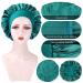 2Pcs Silk Bonnet for Sleeping  Soft Elastic Band Silk Bonnet for Curly Hair  Satin Hair Bonnets For Black Women  Breathable Bonnet For Locs Silk Sleep Cap(Black+Teal) Short Black+Teal - Buy Online on GoSupps.com