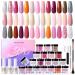 20 Colors Dip Powder Nail Kit - NICOLE DIARY 28Pcs Dipping Powder Liquid Set with Base Activator, Top Coat, Brush Saver for French Nails Art Manicure 20 Colors Dip Powder Kit