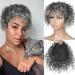 KRSI Afro Curly Silver Grey Hair Topper for Black Women - Clip in Hairpiece with Bangs (1B/T0906) - Buy Online on GoSupps.com