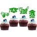 24Pcs 2024 Graduation Cupcake Toppers Glitter Congrats Grad 2024 Diploma Cap Cupcake Picks Class of 2024 Graduation Cake Decorations for 2024 Graduation Party Cake Decorations Green Style 4 Green