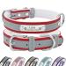 Senristar personalized reflective leather dog collar with warm feed individual dog collar with name tape engraved for small medium and large dogs and cats L (width 2.5 cm neck circumference 34-45 cm) red