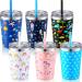 Zubebe 6 Set Toddler Tumblers Kids Toddler Cups Kids Stainless Steel Water Bottle Spill Proof Vacuum Stainless Steel Insulated Tumbler with Silicone Straw for Girls Boys (12 oz)