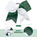 DEEKA 10 PCS Two Toned Large Rhinestone Cheer Hair Bows - Green/White | Handmade for Teen Girls & Sports - 7 Inch Glitter Ponytail Holders (Pack of 10) - Buy Online on GoSupps.com
