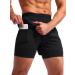 Pudolla Mens 2 in 1 Running Shorts 5" Quick Dry Gym Athletic Workout Shorts for Men with Phone Pockets Black Large