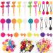 84 Pieces Self Hinge Hair Barrettes and 17mm Ball Bubble Ponytail Holders Colorful Elastic 80s 90s Assorted Hair Clip Pins Accessories Set for Girls