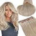 Runature real hair extensions clip in ashblond with platinum blonde clip in extensions remy real hair seamless clip in hair extension real hair 35cm 14 inch #18p60 50g 3 pieces 35cm-3Pcs #18P60