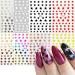 8 Sheets Star Nail Art Stickers Colorful Stars Decals 3D Self-Adhesive Slider Glitter Manicure Accessories DIY Nail Art Decoration for Women Girls