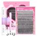 wiwoseo Russian Cluster Lashes Kit Lash Individual Cluster Eyelash Extensions D Curl Cluster Lashes Glue Bond and Seal Natural Lash Extension Kit for Beginners DIY at Home(0.07d 8-16MM) M-cluster lashes kit 8-16MM