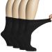 Hugh Ugoli Women's Soft Bamboo Diabetic Crew Socks Wide Loose Fit & Thin Socks with Seamless Toe & Non-Binding Top 4 Pairs 9-12 01- Black (4 Pairs)