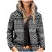Yihaojia Men/Womens Western Aztec Print Fleece Jacket Vintage Print Sherpa Fleece Lined Short Jackets Zip Up Hoodie Winter Gray#23 Medium