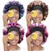 4Pcs Large Satin Bonnet Silk Bonnet Hair Bonnet for Curly Hair Big Sleep Cap for Women Hair Care Jumbo Bonnet for Braids Natural Long Hair (Coffee+Purple+Light Purple+Blue)