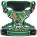 Heele dog harness breast harness for dogs running harness dog with lockable snap lock adjustable reflective dog harness open on the neck anti-train harness floral green XL XL-breast size: 53-97cm floral-green lock