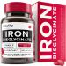 Iron Bisglycinate - Vegan Iron Supplements for Women & Men - Relieve Fatigue and Tiredness with Combination of 60 Iron and Vitamin C Tablets Strong Iron Supplements Gentle Iron Tablets High Strength