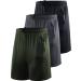 NELEUS Men's 7 inch Lightweight Workout Running Shorts with Pockets Large 6083# 3 Pack black/Grey/Olive Green