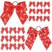 20 Pack 8 Inch Cheer Bows for Cheerleaders Elastic Ponytail Holders for Women and Girls Large Bulk Polyester Hair Ribbons for Softball Volleyball Gymnastics (2 Designs Red) Red and white