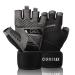 CURELIX Workout Gloves for Men & Women Weight Lifting Gloves with Wrist Wraps Support for Gym Training, Fitness, Hanging, Pull ups. Ultra Ventilated, Full Palm Protection Black (Wriststrap) Large