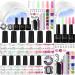 Morovan 5 in 1 Builder Gel Nail Kit - 6 Colors Brush on Builder Nail Gel Kit with 48W LED Nail Lamp Clear White Pink Builder Nail Gel Set for Professional Nails Repair Nails Extension Nail Decoration