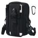 Flintronic tactical hip pockets military compact belt pocket Multifunctional fodder pocket bag bag for camping hiking cycling and traveling with carabiners nylon #6 black with shoulder strap