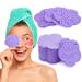 50-Count Compressed Face Sponges for Cleansing Flower Shaped Facial Sponges for Washing Disposable Face Sponge for Estheticians Spa 100% Natural Reusable Exfoliating Facial Wash Sponge Scrubber|Purple