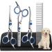 Dog Scissors 6.7 Inch Stainless Steel Dog Grooming Scissor Kit with Safety Round Tips Pets Grooming Shears with Thinning Shears & Curved Scissors for Pet Hair Fur Care