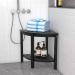 Waterproof Bamboo Corner Shower Stool Bench - Black with Storage Shelf | Ideal for Shaving Legs or Seating Inside Bathroom/ Shower - Buy Online on GoSupps.com
