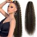 LACE PLUS 32 Inch Long Curly Ponytail Hair Extension Curly Clip In Wave Natural Brown Drawstring Ponytail Extensions Synthetic Hair Curls Hairpiece For Black Women (P4/27# 6.70OZ) 32 Inch C-P4/27