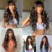 AISI QUEENS Brown Highlight Wig with Bangs - Long Wavy Synthetic Hair for Women | Curly Wavy Style for Daily & Party Wear | Brown Mixed Blonde - Buy Online on GoSupps.com