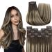 Youngsee clip in Extensions real hair brown ombre real hair extensions clip short 30 cm clip in extensions dark brown with ashblond clip in hair recovery real hair clip in hair 80g #4/16/4 30 cm (7Pcs) 1-clip-4- #4/18/4