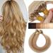 24" Nano Ring Tip Hair Extensions Real Human Hair 50Strands #12/613 Golden Brown&Bleach Blonde (50g)