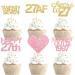 18pcs Gold Pink Glitter Dessert Cupcake Pick for Straight Outta 1997 Cheer to 27 Years Old Theme Decor Supplies Happy 27th Birthday Party Decoration