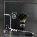 Men's Shaving Kit - 3 Edge Razor Black Badger Hair Brush & Stainless Steel Stand | Perfect Grooming Set for Men - Buy Online on GoSupps.com