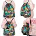 WANDF Drawstring Backpack - Water Resistant Nylon Sackpack for Gym, Shopping, Sport - Leaf Blue - Buy Online on GoSupps.com