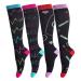 LEOSTEP Compression Socks for Men & Women (4Pair) Non-Slip Long Tube Stocking Ideal for Running Nurse Travel Flight Pregnancy 20-30 mmHg L-XL Multi-coloured