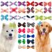 JpGdn 50Pcs/25Pairs 3'' 4" Big Dog Hair Bows with Elastic Rubber Band for Medium Large Dogs Doggie Rhinestone Floral Bowknot Topknot Rabbits Girl Boy Pink Blue Grooming Hair Accessories 50pcs/25pairs 3''+4''