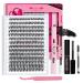 DIY eyelash extension kit individual eyelashes kit with 280 PCs cluster eyelash binding and seal eyelash applianter eyelash brush for beginners (40d-9-16mix kit) 9-16 MIX 40D-D kit (g)