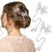 4 Pcs Moving Butterfly Hair Clips Elegant Tassel Butterfly Hairpin Antique Side Clip Will Move Butterfly Hairpin 3D Cute Styling Metal Barrettes Headdress Accessory for Women Girls (Silver)