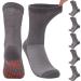 Aaronano 5 Pairs Bamboo Diabetic Socks with Grip Non-Binding Hospital Non Slip Crew Socks Men Women (Grey M) Gray (With Grips) Medium