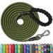 X XBen tow lines for dogs 30m thick dog leash with a comfortable padded handle training line running line for medium large dogs lockable carabiner 30m x8 mm dark green