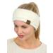C.C Soft Stretch Winter Warm Cable Knit Fuzzy Lined Ear Warmer Headband, Ivory