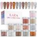 Laza 12 Colors Holographic Chunky Glitter Mixed Ultra Fine Glitter Powder Hexagon Sequins for Nail Art Face Body Eye Hair Festival Glitters Resin Epoxy Tumbler Arts - Gold Silver Pink