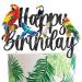 Parrot Birthday Cake Topper Tropical Bird Themed Birthday Decoration Parrot Happy Birthday Cake Pick Toucan Parrot Party Cake Decor for Flying Birds Baby Shower Supplies