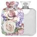 Naanle hot hot water bottle with cover pink flowers roses transparent hot water bottle heat bottle for back pain relief handfoot warmer neck heat and cold therapy 2l