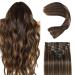 Clip in Hair Extensions Real Human Hair Remy Human Hair Clip in Extensions Double Weft Seamless Clip ins Hair Extension for Women Balayage Natural Black Mixed Chestnut Brown 16 Inch 2.8oz/80g 16 Inch-80g #1B/6/1B Balayage Natural Black Mixed Chestnut Brow